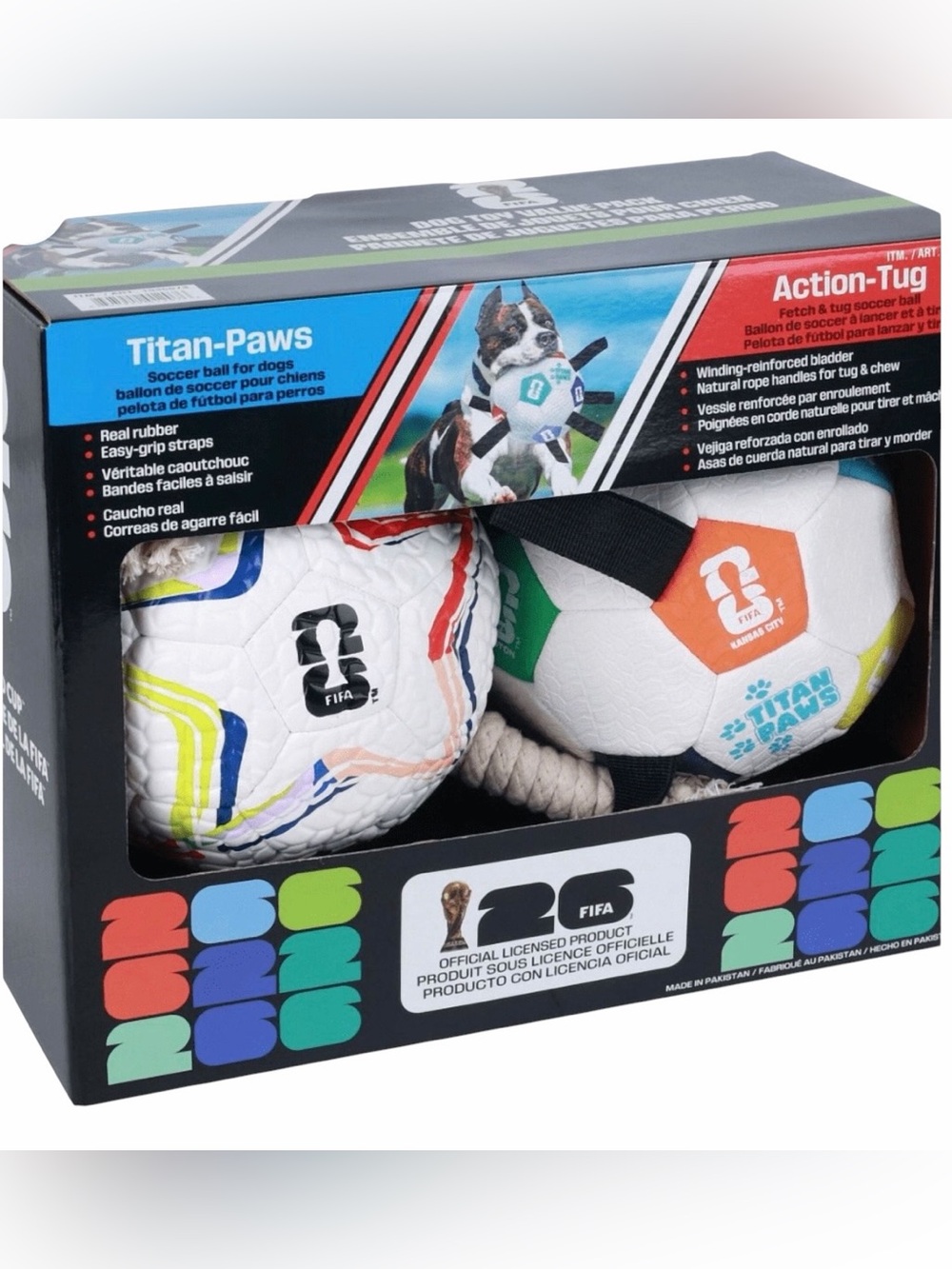 Dog Toys Titan-Paws FIFA World Cup 26 Dog Soccer Ball Pack, 2-Pack - Picture 5 of 5